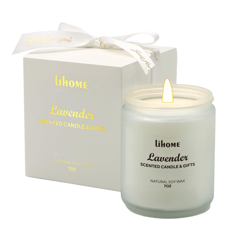 Lihome شموع هدايا للنساء - شموع معطرة شموع شمع الصويا الطبيعية للمنزل معطرة مثالية لعيد الميلاد وعيد الأم وشموع اللافندر - Image 1